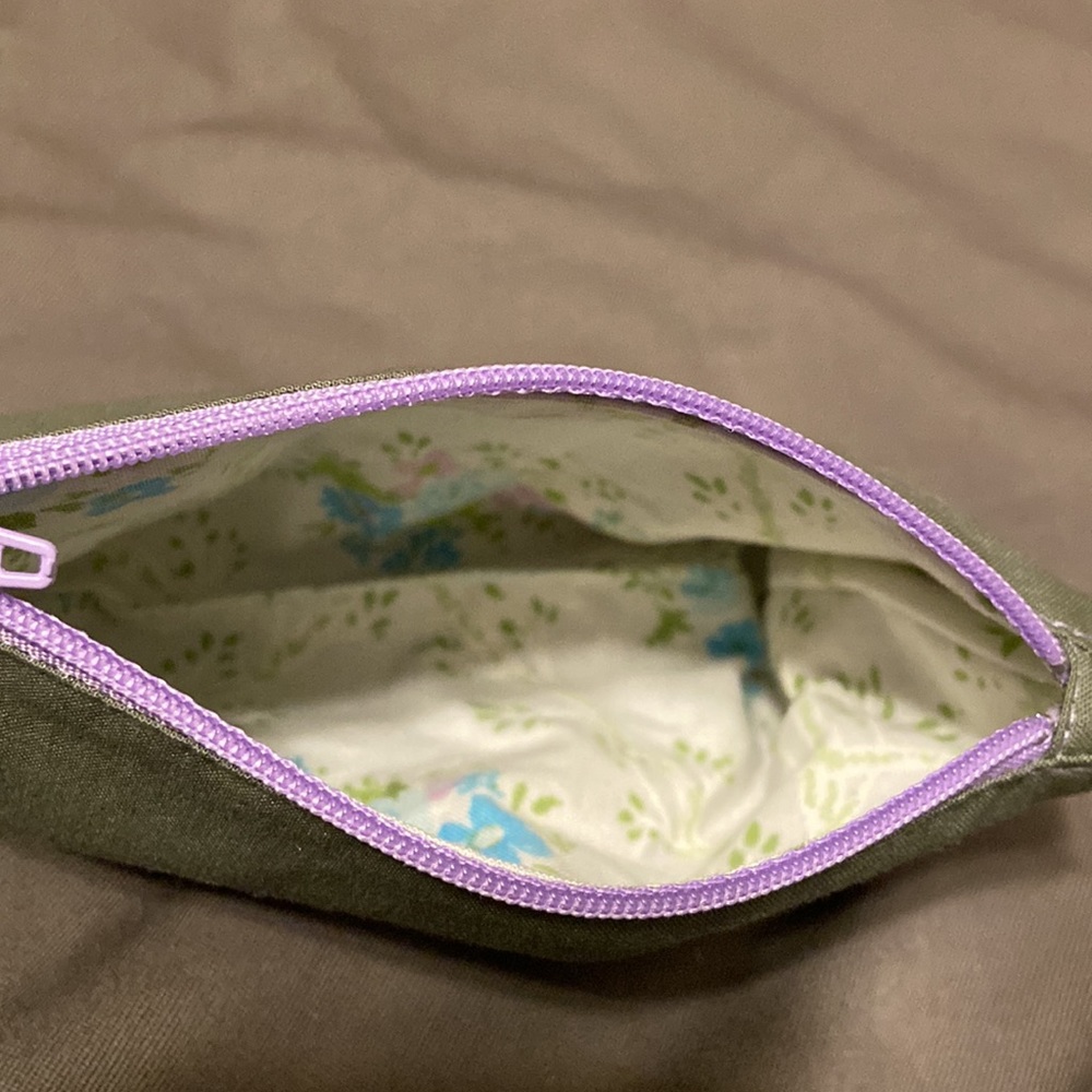 Hand made up-cycled small zipper bag, makeup